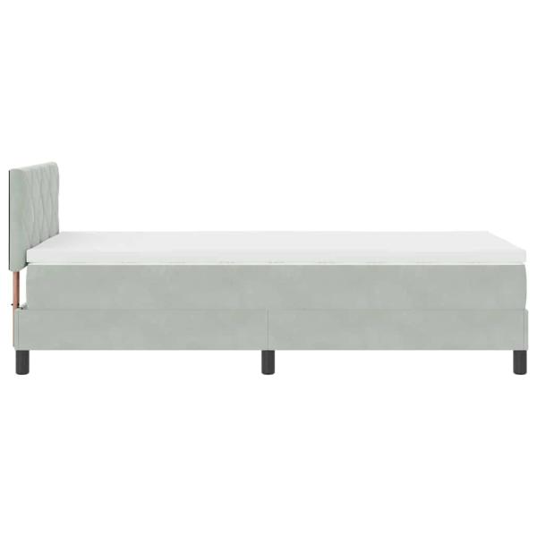Boxspringbett mit Kopfteil Hellgrau 90 x 190 cm Samt