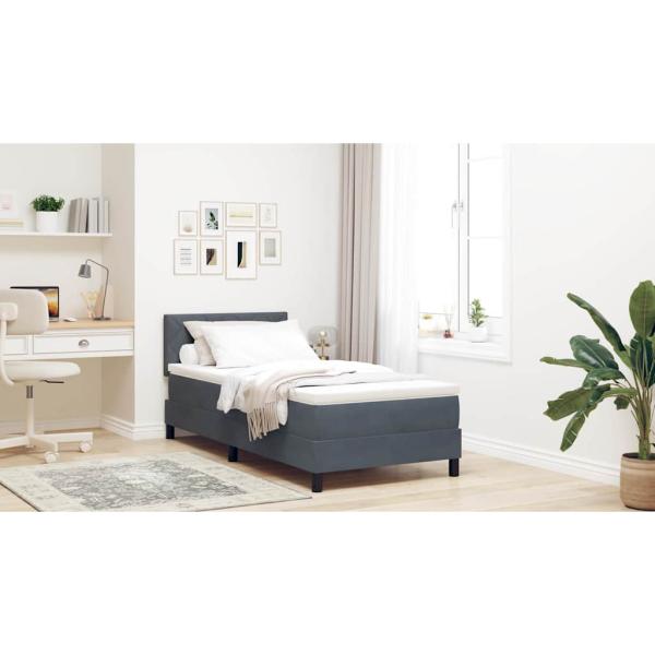 Boxspringbett mit Kopfteil Dunkelgrau 90 x 190 cm Samt