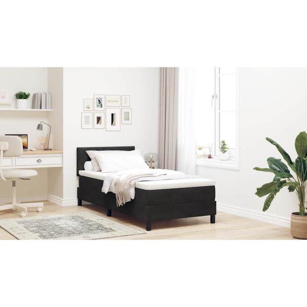 Boxspringbett mit Kopfteil Schwarz 90 x 190 cm Samt