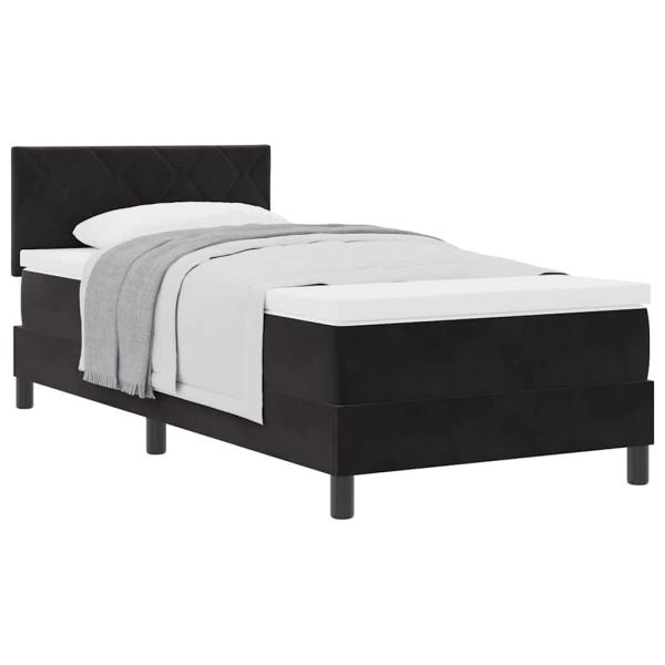 Boxspringbett mit Matratze Schwarz Einzel Samt