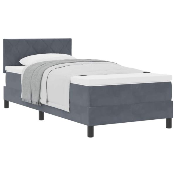 Boxspringbett mit Matratze Dunkelgrau 90x200 cm Samt