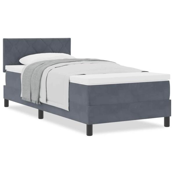 Boxspringbett mit Matratze Dunkelgrau 90x200 cm Samt