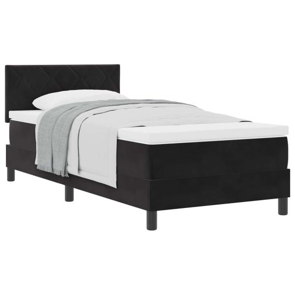 Boxspringbett mit Kopfteil Schwarz 90 x 200 cm Samt