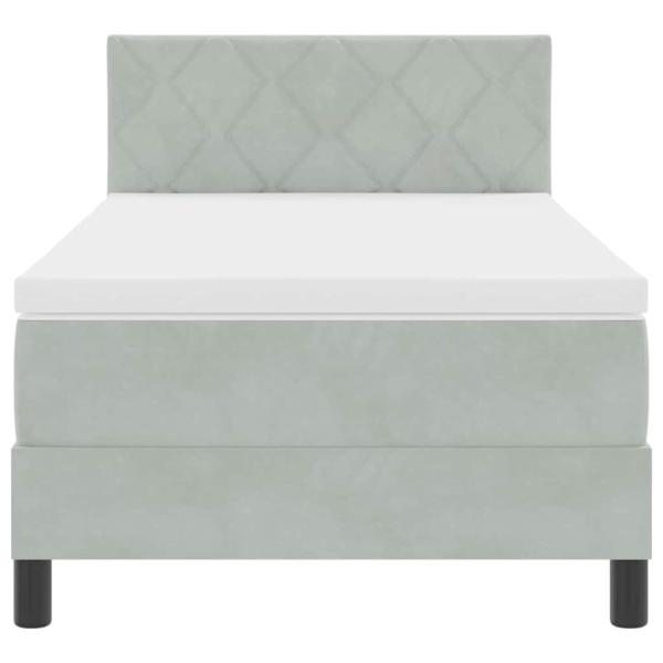 Box Spring Bett mit Matratze Hellgrau 100x200 cm Samt