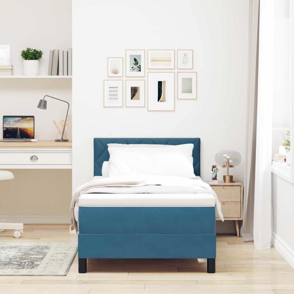 Boxspringbett mit Matratze Dunkelblau 100x200 cm Samt