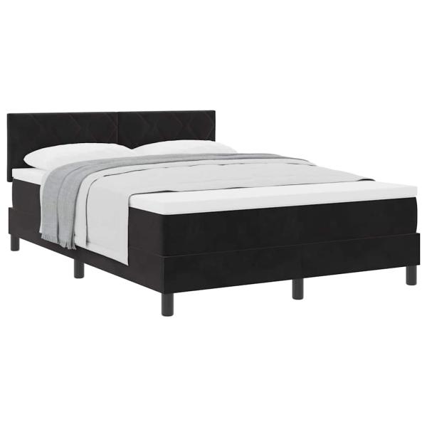 Boxspringbett mit Matratze in Schwarz, 140x190 cm Samt