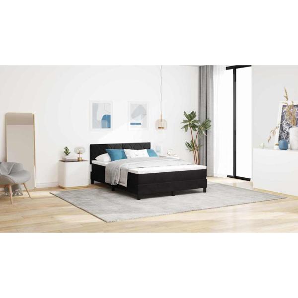 Boxspringbett mit Matratze in Schwarz, 140x190 cm Samt