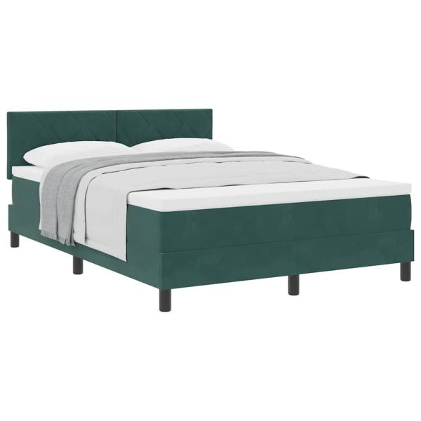 Boxspringbett mit Matratze Dunkelgrün 140x190 cm Velvet