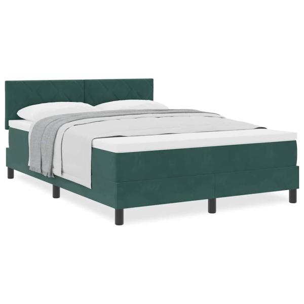 Boxspringbett mit Matratze Dunkelgrün 140x190 cm Velvet
