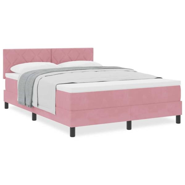 Boxspringbett mit Matratze Rosa 160x200 cm Samt