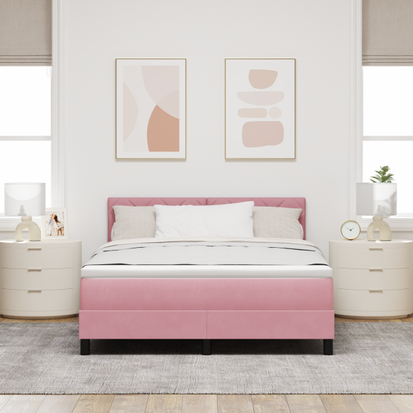 Boxspringbett mit Matratze Rosa 160x200 cm Samt
