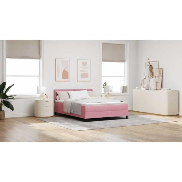 Boxspringbett mit Matratze Rosa 160x200 cm Samt