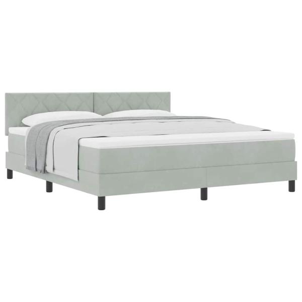Boxspringbett mit Matratze Hellgrau Super King Samt