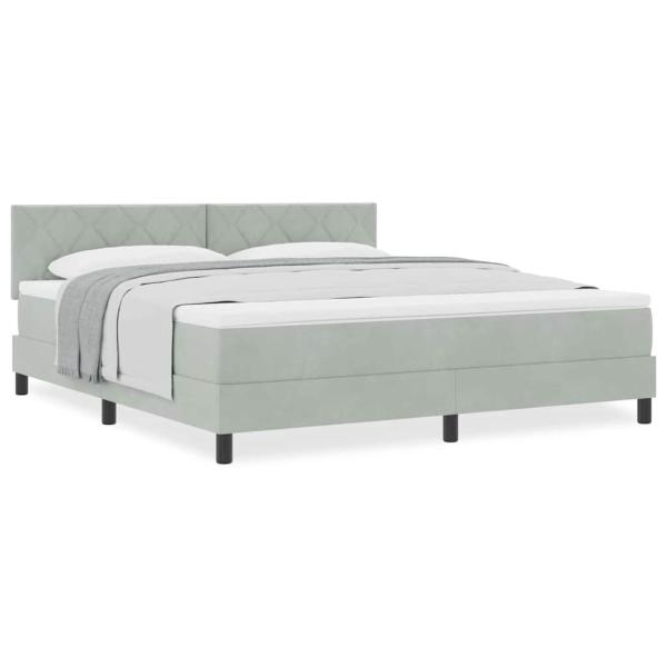 Boxspringbett mit Matratze Hellgrau Super King Samt