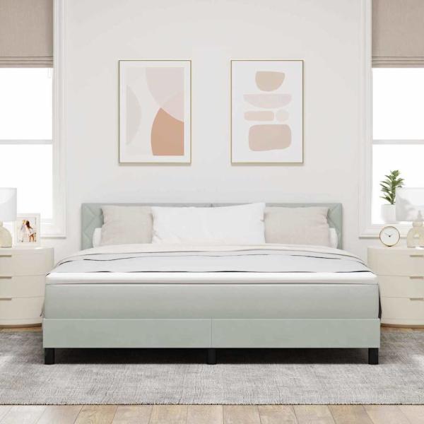 Boxspringbett mit Matratze Hellgrau Super King Samt