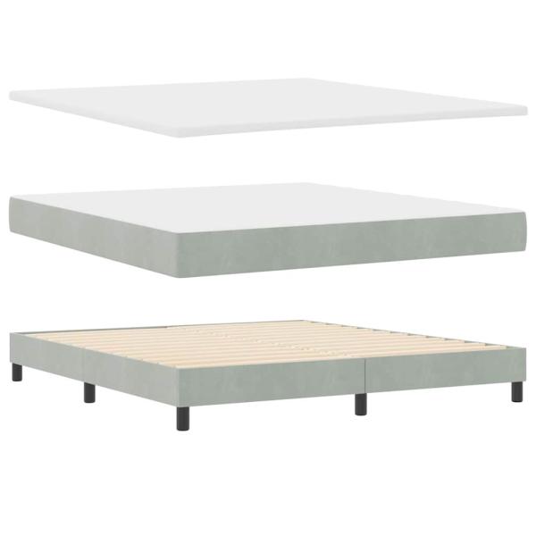 Boxspringbett mit Matratze Hellgrau Super King Samt