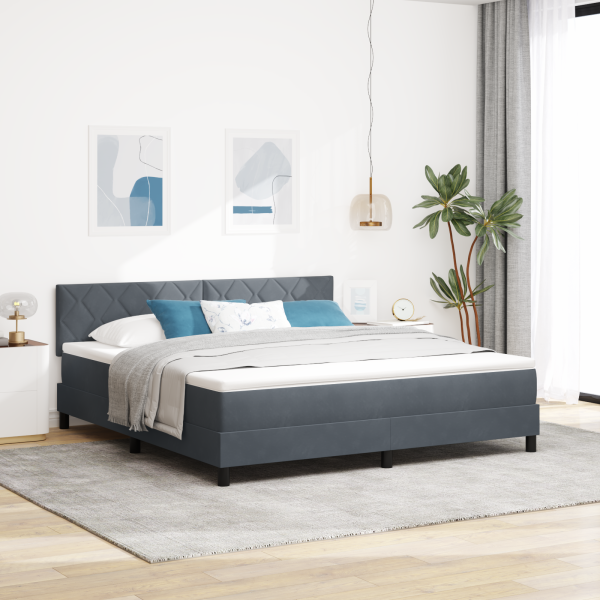 Boxspringbett mit Matratze Dunkelgrau Super King Velvet