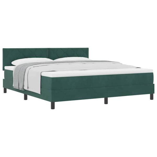 Boxspringbett mit Matratze Dunkelgrün Super King Samt