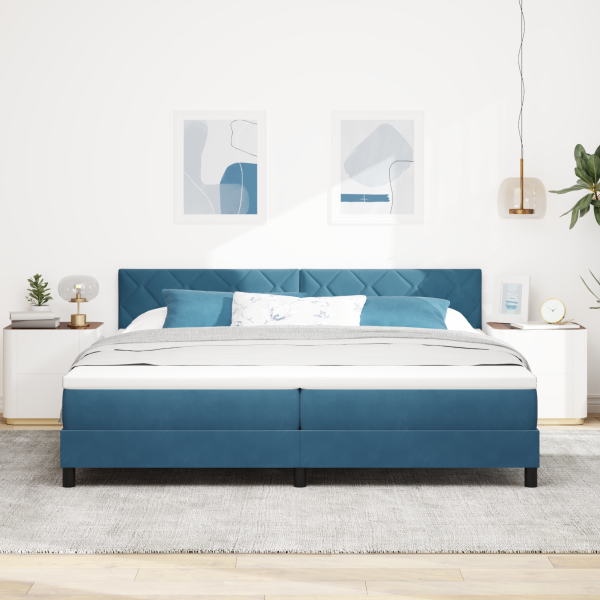 Boxspringbett mit Matratze Dunkelblau 200x200 cm Samt