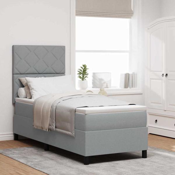 ARDEBO.de - Boxspringbett mit Matratze Hellgrau 80x200 cm Stoff