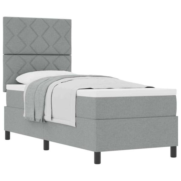 Boxspringbett mit Matratze Hellgrau 80x200 cm Stoff