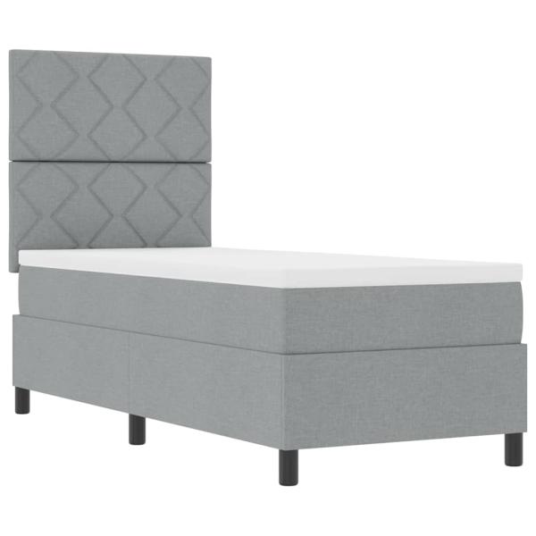 Boxspringbett mit Matratze Hellgrau 80x200 cm Stoff
