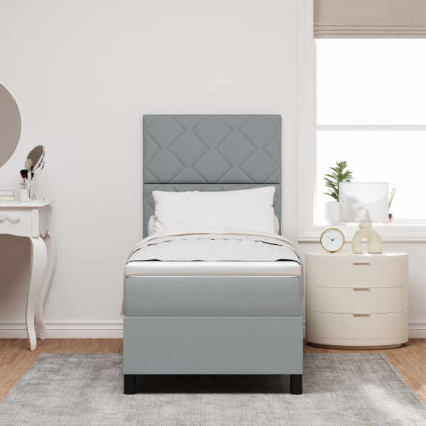Boxspringbett mit Matratze Hellgrau 80x200 cm Stoff
