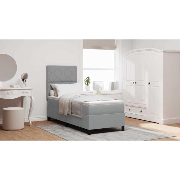 Boxspringbett mit Matratze Hellgrau 80x200 cm Stoff