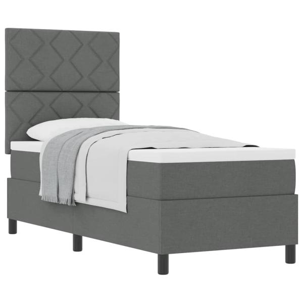 Boxspringbett mit Matratze Dunkelgrau 80x200 cm Stoff