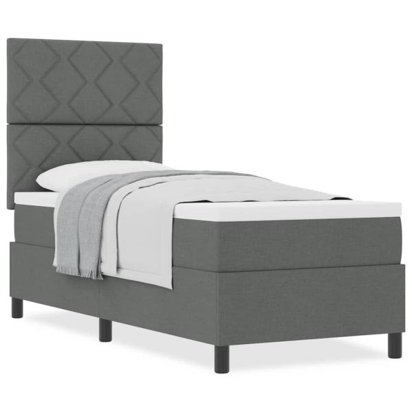 Boxspringbett mit Matratze Dunkelgrau 80x200 cm Stoff