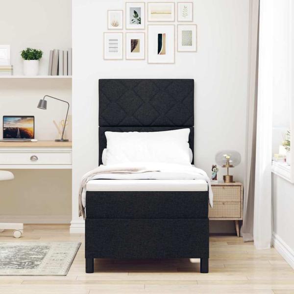 Boxspringbett mit Matratze Schwarz 80x200 cm Stoff