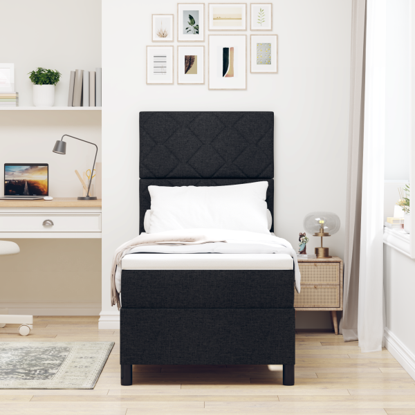 Boxspringbett mit Matratze Schwarz 80x200 cm Stoff