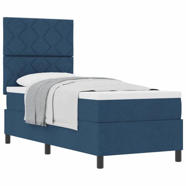 Boxspringbett mit Matratze in Blau 80x200 cm aus Stoff