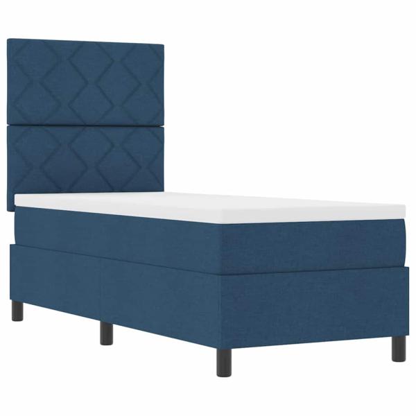 Boxspringbett mit Matratze in Blau 80x200 cm aus Stoff