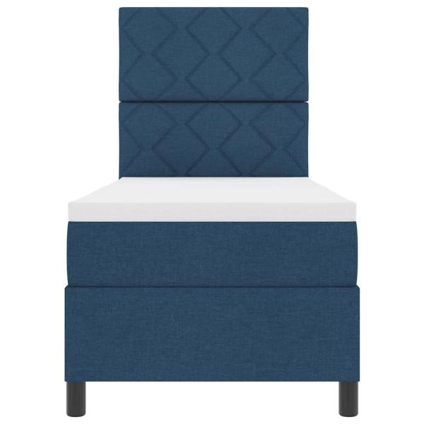 Boxspringbett mit Matratze in Blau 80x200 cm aus Stoff