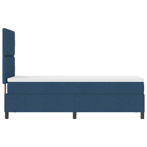 Boxspringbett mit Matratze in Blau 80x200 cm aus Stoff