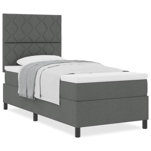 Boxspringbett mit Matratze Dunkelgrau 90x200 cm Stoff