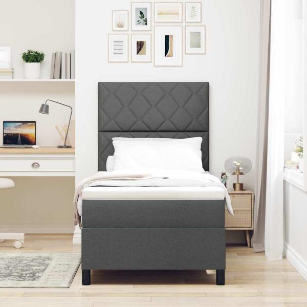Boxspringbett mit Matratze Dunkelgrau 90x200 cm Stoff
