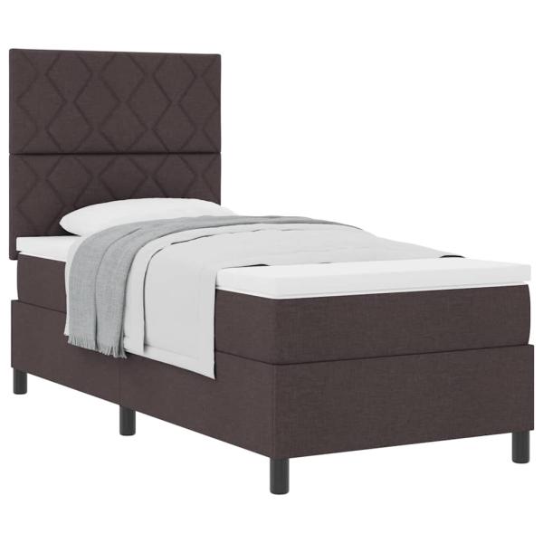 Boxspringbett mit Matratze Dunkelbraun 90x200 cm Stoff