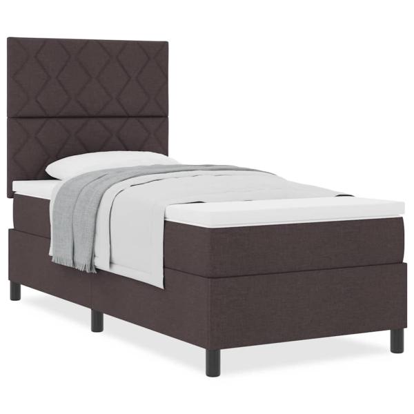 Boxspringbett mit Matratze Dunkelbraun 90x200 cm Stoff
