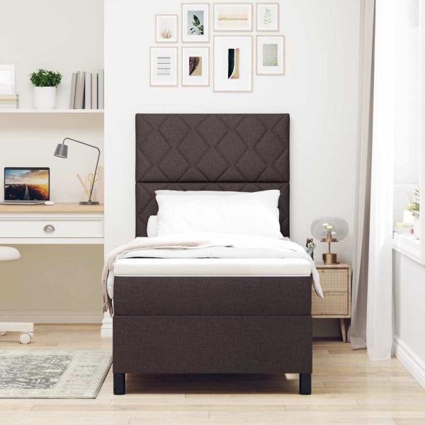 Boxspringbett mit Matratze Dunkelbraun 90x200 cm Stoff