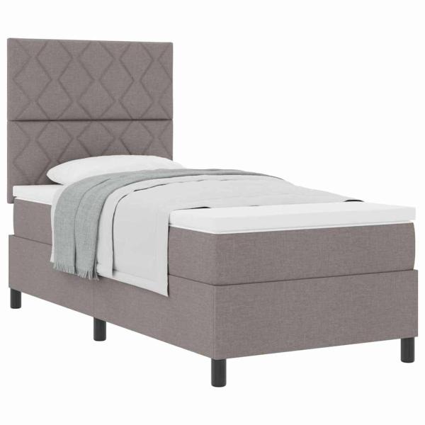 Boxspringbett mit Matratze Taupe 100x200 cm Stoff.