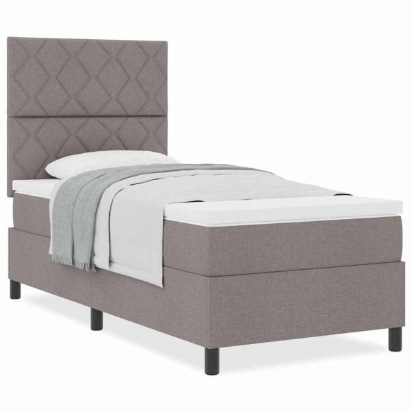 Boxspringbett mit Matratze Taupe 100x200 cm Stoff.