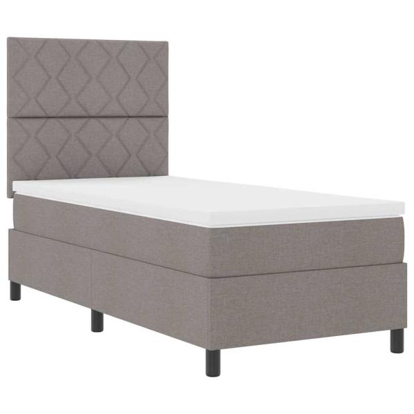 Boxspringbett mit Matratze Taupe 100x200 cm Stoff.