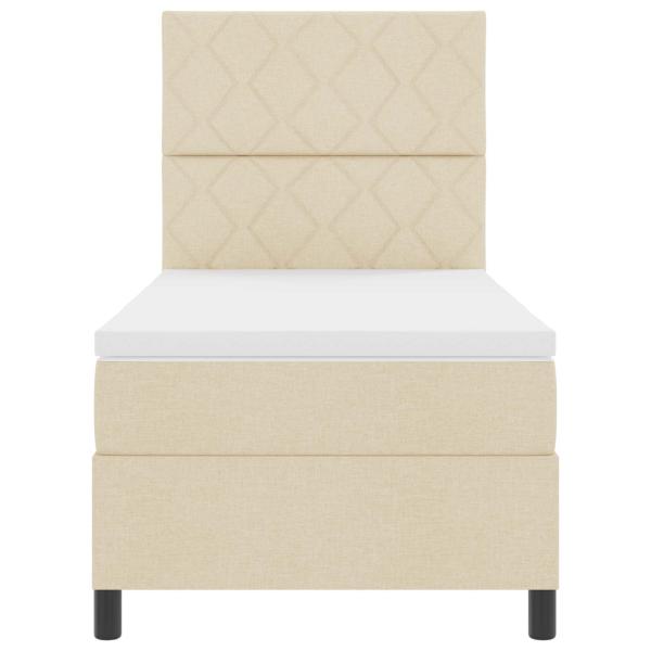 ARDEBO.de - Boxspringbett mit Matratze Creme 100x200 cm Stoff