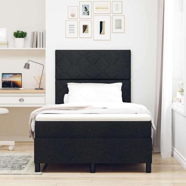 ARDEBO.de - Boxspringbett mit Matratze Schwarz Kleines Doppelbett Stoff