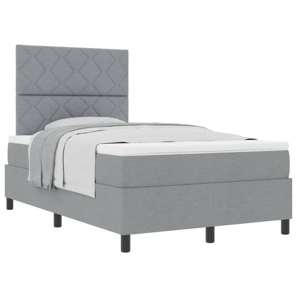 Boxspringbett mit Matratze Hellgrau 120x200 cm Stoff
