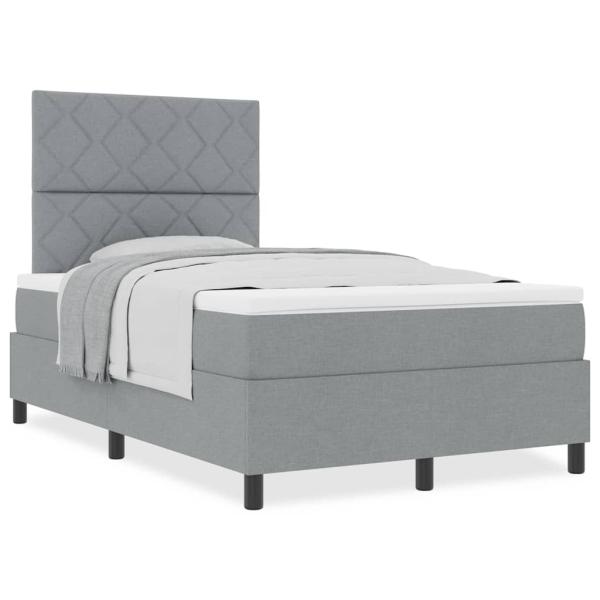 Boxspringbett mit Matratze Hellgrau 120x200 cm Stoff