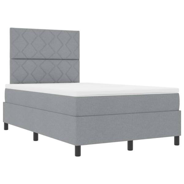 Boxspringbett mit Matratze Hellgrau 120x200 cm Stoff