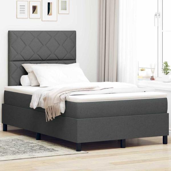 ARDEBO.de - Boxspringbett mit Matratze Dunkelgrau 120x200 cm Stoff